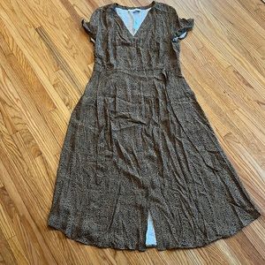 LOFT cheetah rockabilly button up dress